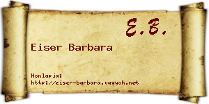 Eiser Barbara névjegykártya
